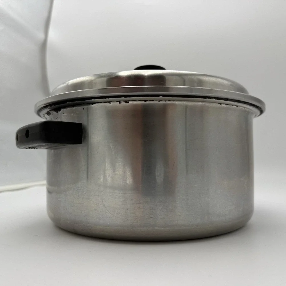 Vtg Lustre Craft Stainless Steel Stock Pot 6 Qt 18-8 3 PLY Dutch Oven W/ Lid